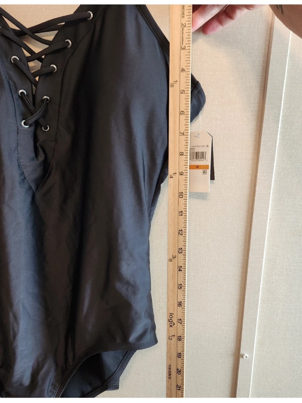 Nautica 3X Black One-Piece Swimsuit - Picture 9 of 12